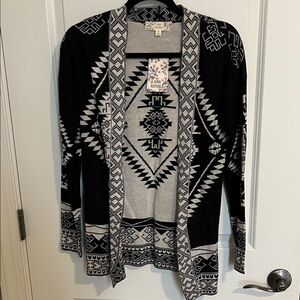 Pink Republic Black and White Patterned Cardigan